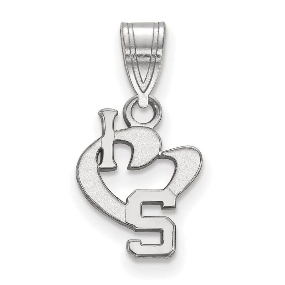 Sterling Silver Michigan State Small I Love Logo Pendant
